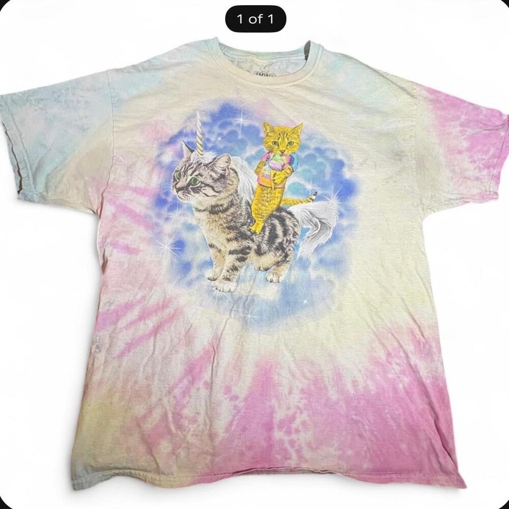 Y2k tie dye unicorn cat
